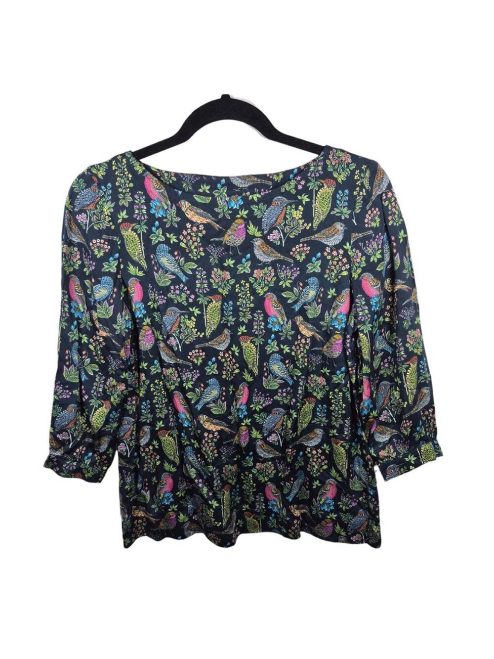 J Jill Top Womens XSmall Petite Tunic 3/4 Sleeve Lightweight Birds Travel Beach